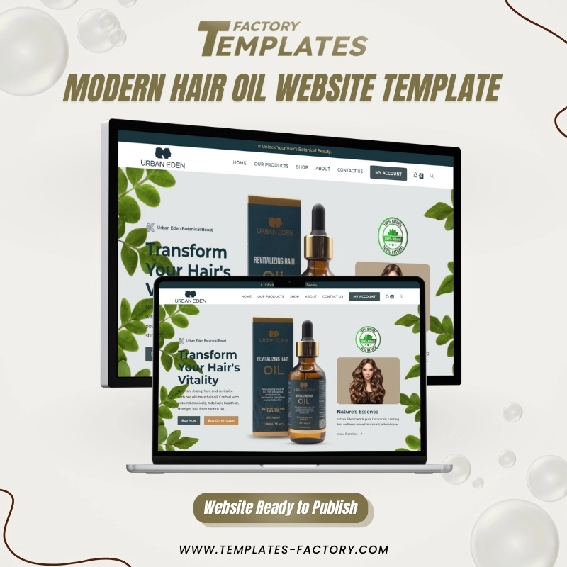 Natural Hair Oil Website Template – Single Product WordPress Store